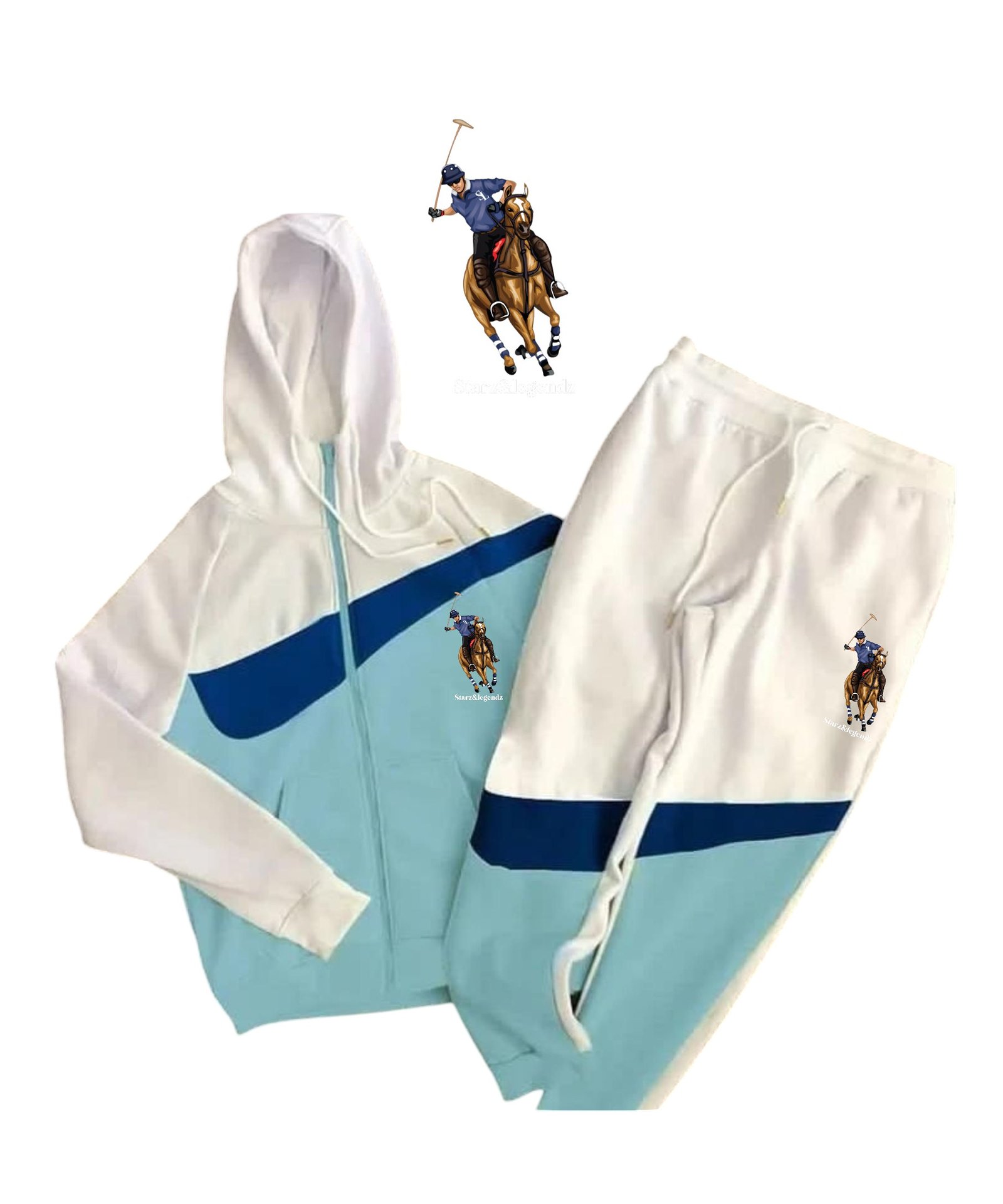 POLO BABY BLUE WHT NAVY TRACKSUIT
